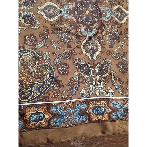 Vintage Liberty of London Silk Square Scarf Brown blue Paisley 23 x 24 mandala - Picture 3 of 16